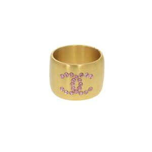 CHANEL Authentic Gold Logo Ring